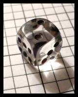 Dice : Dice - 6D - Clear with Black Pips and Rounded Corners - Ebay Aug 2010